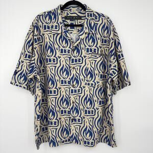 VTG Johnny Blaze Mens Button Up Shirt XL Flame Logo Spell Out Y2K Rap Streetwear